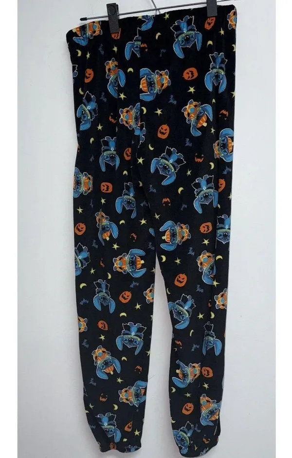 Disney Stitch Pajama Pants Womens Medium Lounge Jogger PJ Black Halloween - Image 3
