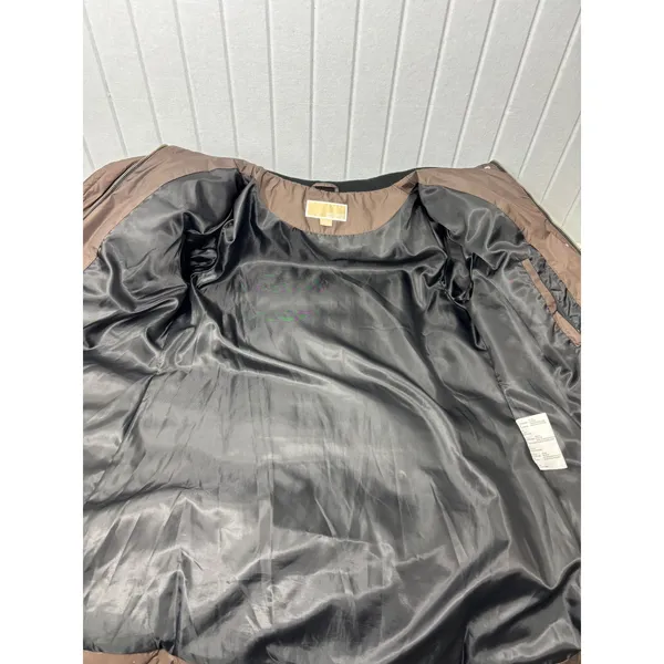 Michael Kors Womens‎ Brown Quilted Puffer Jacket Funnel Neck Winter Coat Medium - Image 12