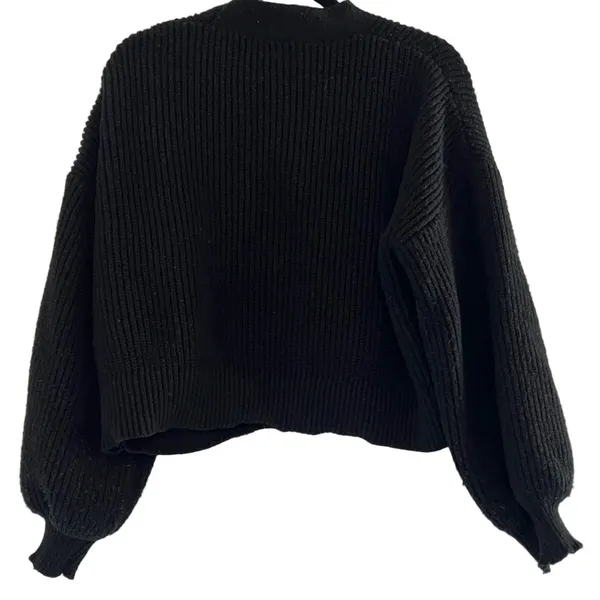 SHEIN Black Button-Up Knit Cardigan - Image 2