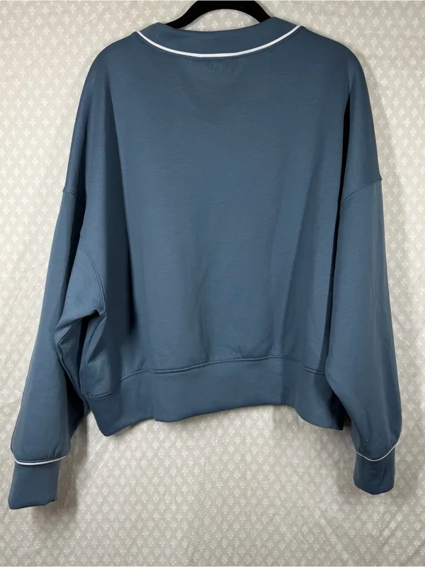 Abercrombie & Fitch YPB Blue White Piping Neoknit Crop Sweatshirt - Image 6