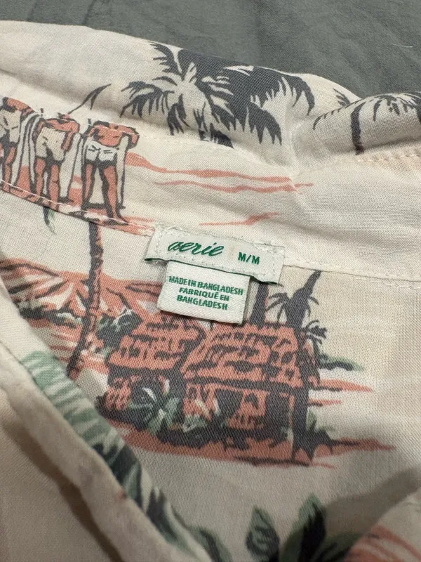 Aerie Hawaiian Button Oversized Down Shirt - Image 4