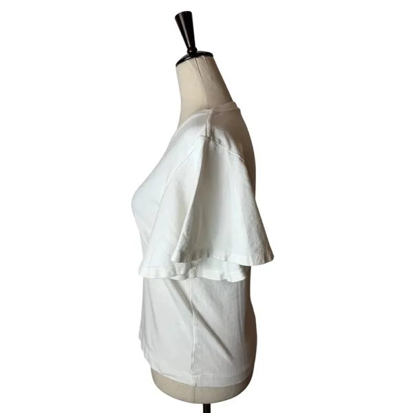 Citizens of Humanity Shirt Women XS White Cotton Flutter Sleeve Crew Neck Tee‎ - Image 7