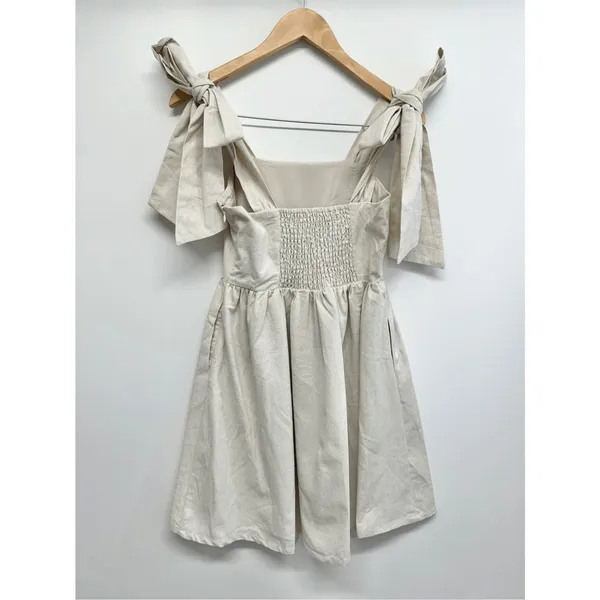 MIOU MUSE Dress‎ Size Small Bow Tie A-Line Mini Linen Blend New - Image 5