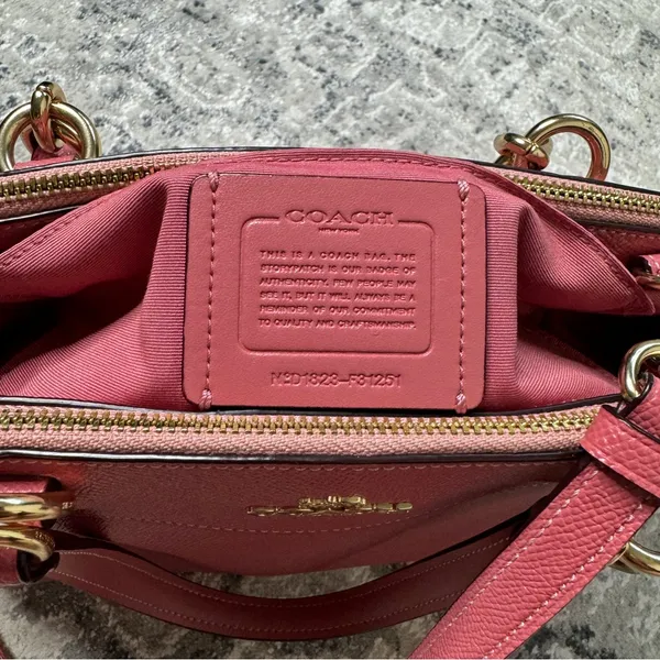 Coach Mini Brooke Carryall Satchel Pink Glitter Crossgrain Leather Gold - Image 6