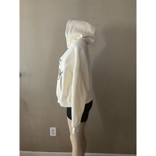 PacSun Unisex Small Butter Yellow Graphic Hoodie Find Beauty Floral Oversized - Image 4