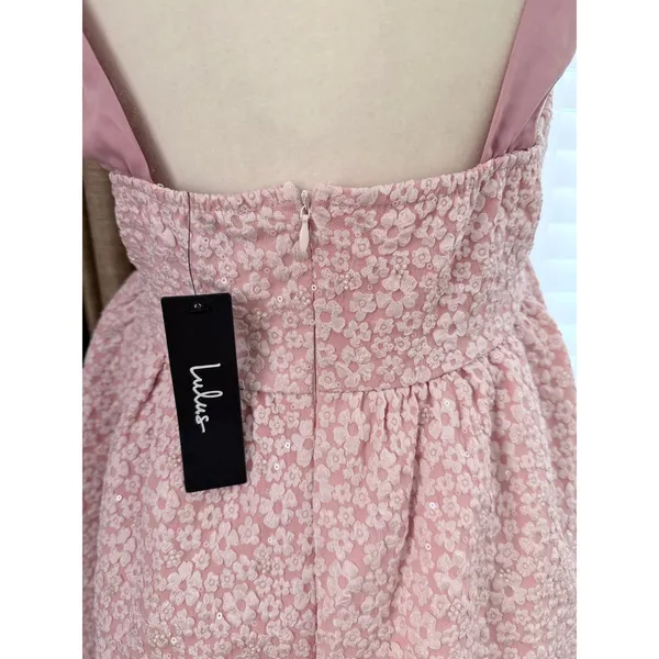 Lulus Darling Composure Pink Jacquard Floral Tie-Strap Mini Dress - Image 9