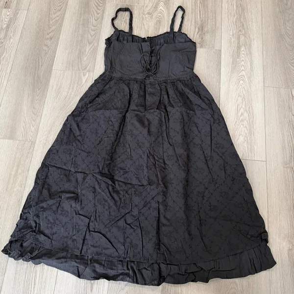 Commense Milk Maid Ruffle Hem Cami Corset Midi Coastal Cottage Dress Black L - Image 3