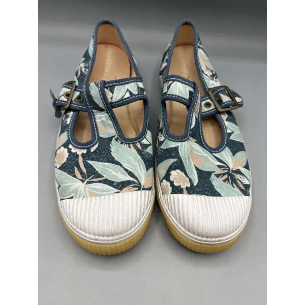 TOMS Womens Floral Canvas Mary Jane Shoes‎ With Buckle Strap 8.5 - Image 2