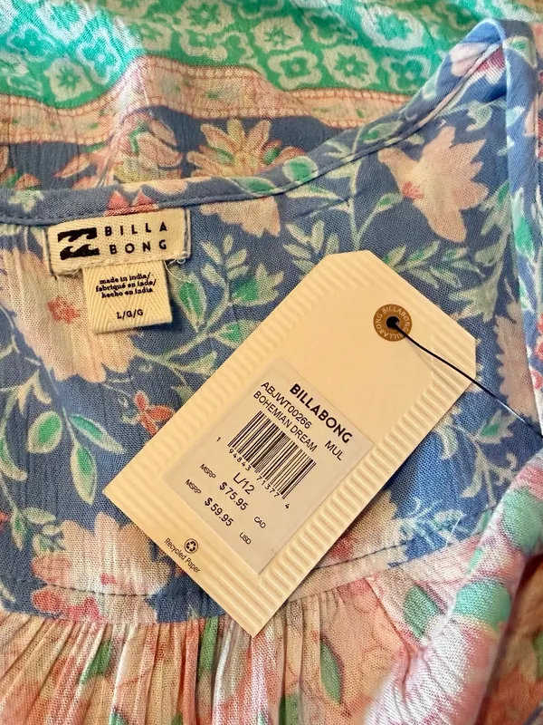 BILLABONG Bohemian Dream Long Sleeve Beach Blouse Top Cover up- NWT Size L/12 - Image 7