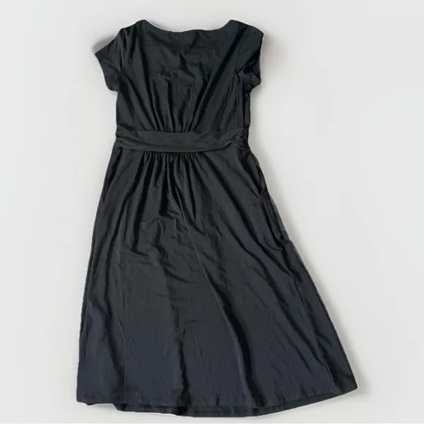 Quince Womens Black Tencel Jersey Ruched Waist Dress sz M NWT Short Sleeve Midi - Image 6