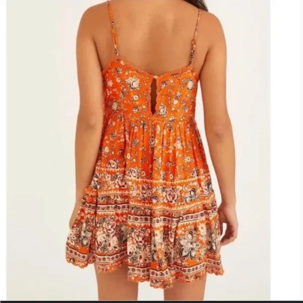 Urban Outfitters Orange Floral Mini Dress - Image 3