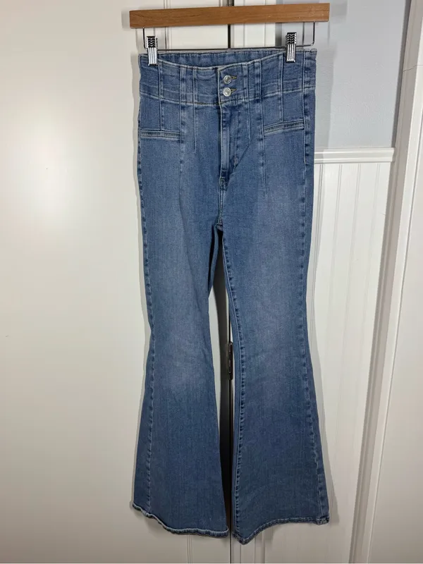 We The Free Jayde Flare Jeans Super High Rise Women's Size 27 Free People retro - Image 2