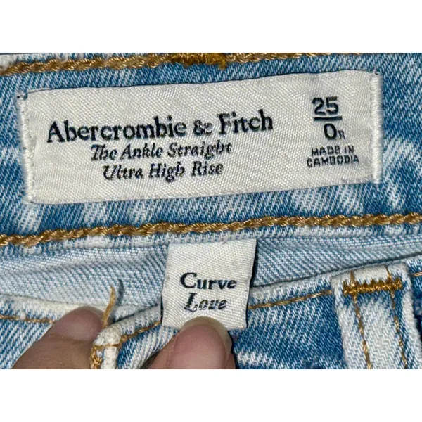 Abercrombie & Fitch Curve Love Ankle Straight Ultra High Rise Blue Jeans Sz 25 0 - Image 3