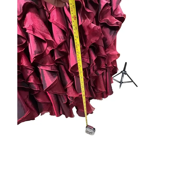 Tiffany Designs Burgundy Beaded Ruffle Mermaid Formal Gown Size 10 - Image 13