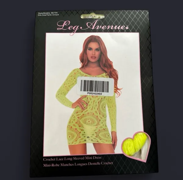 Leg Avenue Neon Yellow Lace Swim Cover-Up Or Lingerie - Image 2