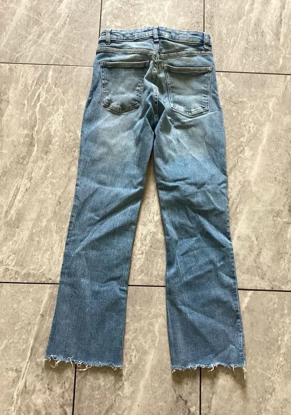 Zara Light Wash Straight Leg Jeans Raw Hem 2 - Image 3