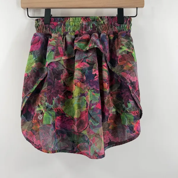 Lululemon Skirt Skort SZ 2 Hotty Hot Vivid Floral Run Athletic Lined High Rise - Image 2