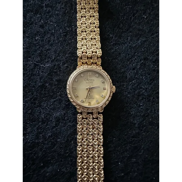 Reliance‎ by Croton Womens Gold Tone Quartz Watch Crystal Markers Parts Repair - Image 2