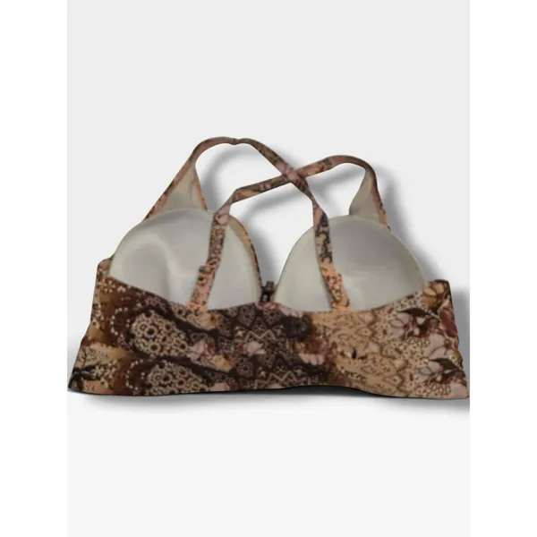 Torrid Bikini Top 1X 14 16 Pink Brown Patchwork Paisley Floral Wireless Swim - Image 3