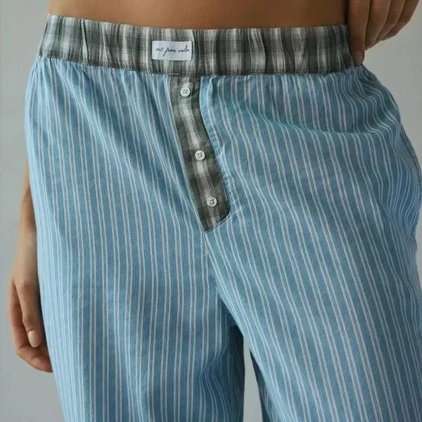 Urban Outfitters Out From Under Blue Striped‎ Plaid Avril PJ Boxer Pants - Image 3