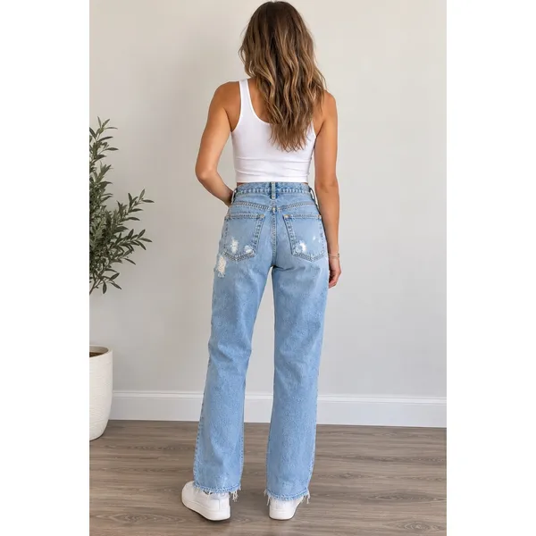 AGOLDE 90s Mid Rise Loose Fit Jeans Size 23 Light Wash Distressed - Image 4
