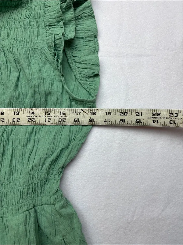 J. Crew size large Green Ruffle Sleeve Casual Dress knee length olive guest - Image 4