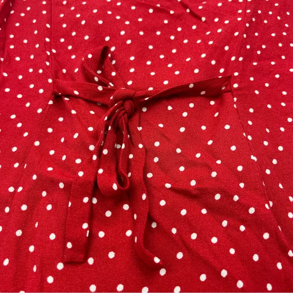 Reformation Leith Mini Dress 0‎ Sleeveless Polka Dot Red White Collar Button NEW - Image 10