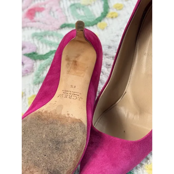 J.Crew Magenta Pink Suede Pointed Toe Stiletto Pumps Made in Italy Size‎ 8.5 - Image 4