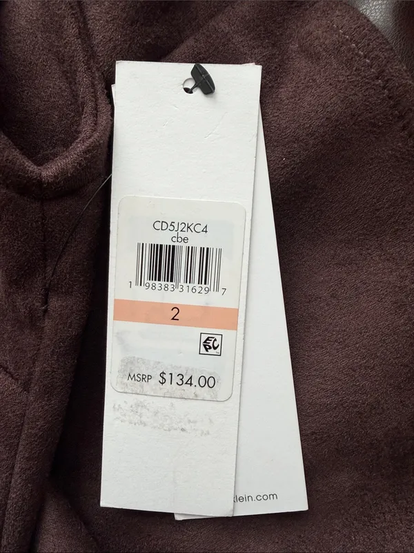 Calvin Klein Crewneck Two-Tone Brown Shift Short Dress, Size 2, NWT - Image 8