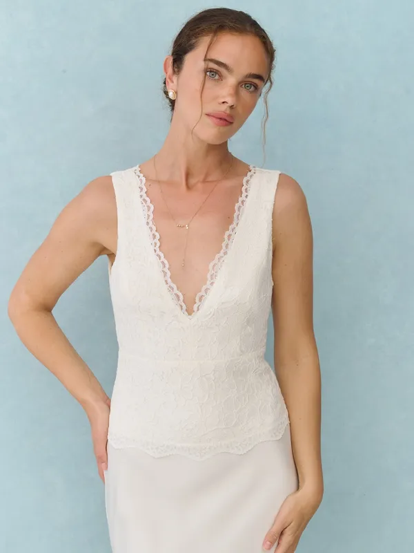 NWT Anna Dress Few Moda Little White Looks size 4 ivory lace maxi gown bride - Image 2