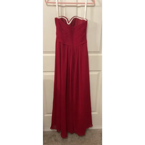 Azazie Yazmin Burgundy A-line Sweetheart Chiffon Dress Formal Gown, approx sz 2 - Image 6