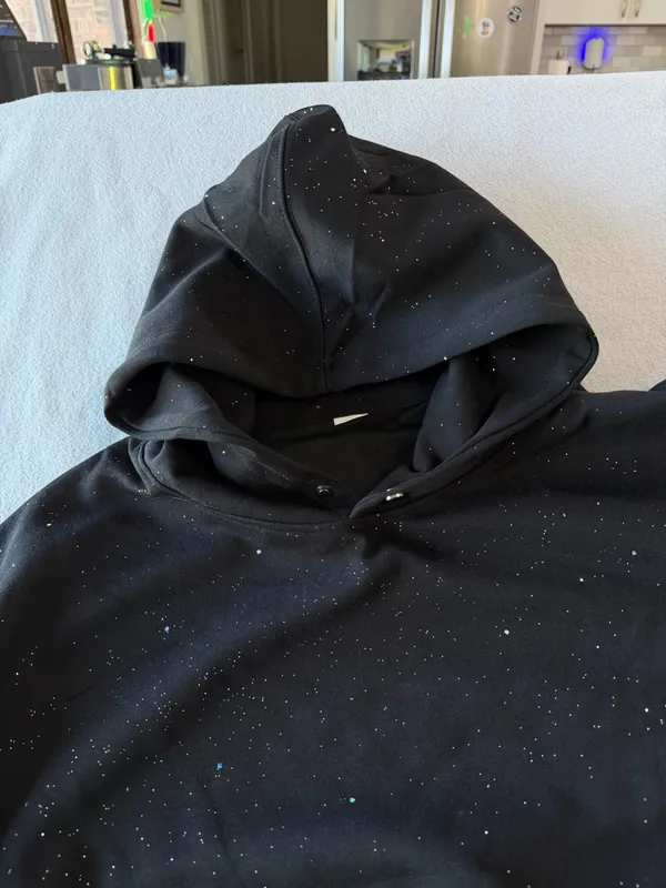 Black with Silver Sparkles Pullover Hoodie Size XXL #260893 - Image 5