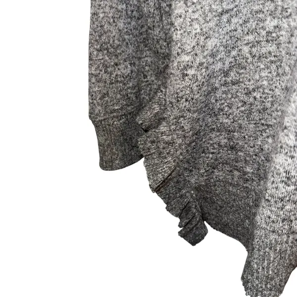 ANTHROPOLOGIE POSTMARK Oversized Marbled Gray Ruffled Trim Gia Sweater‎ Medium - Image 4