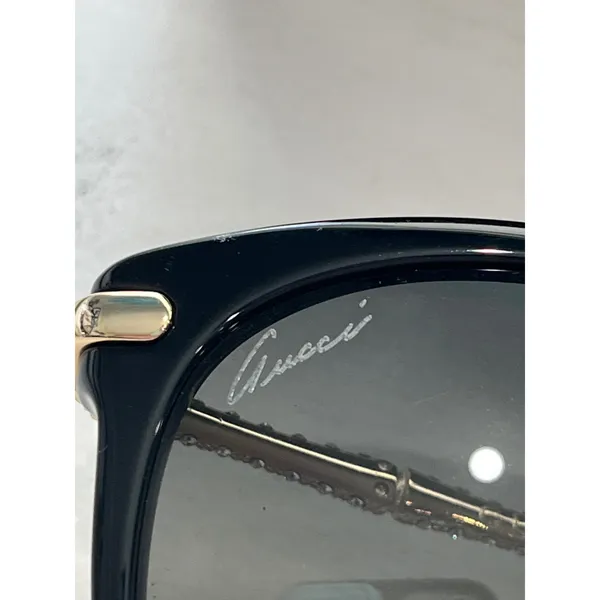Gucci Women's Polarized Sunglasses Black Frame Gold Detail Designer‎ Eyewear - Image 9