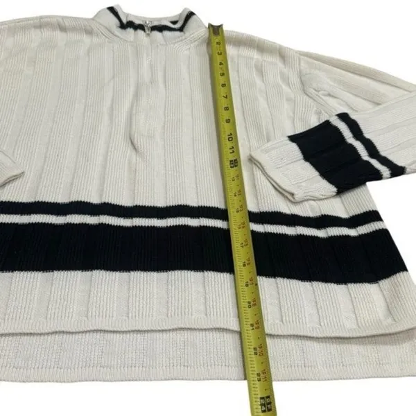 Y2K Dana B. and Karen Black White Stripe Knit Zipup Jacket‎ Old Money Academia M - Image 9