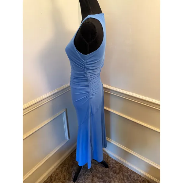 Steve Madden Laney Asymmetric Mesh Ruched Midi Dress Blue Y2K Cocktail Resort - Image 4