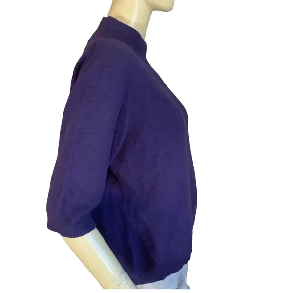 Grace Purple Cashmere Knit Mock Neck Short Sleeve Pull Over Sweater (Xl) - Image 5