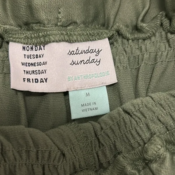 Anthropologie Saturday Sunday Olive Satin Wide Leg Pull On Pants - Image 10