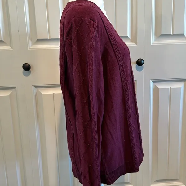 Banana Republic XL Burgundy Scoopneck Cable Knit‎ Sweater - Image 5