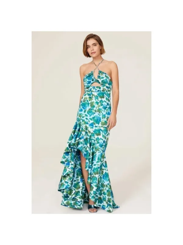 Amur Edie Floral Ruffle Cascade Halter Maxi Dress - Image 2