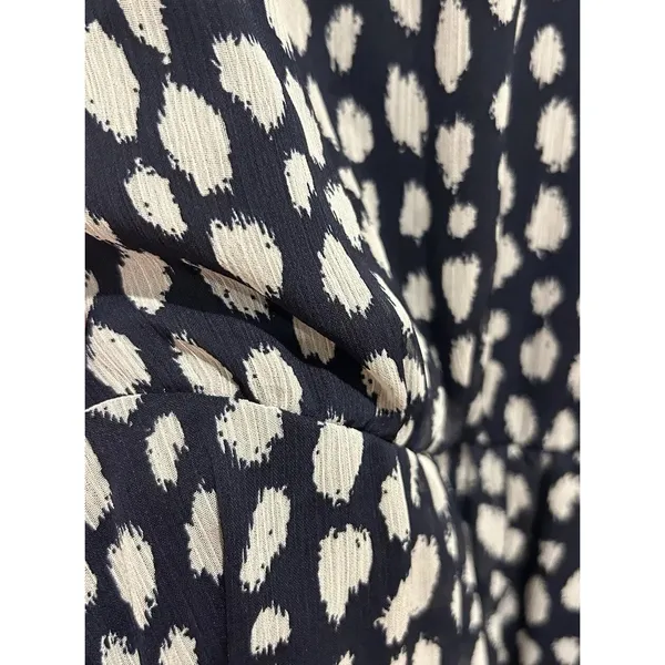 MSK Navy Blue White Abstract Polka Dot Sleeveless Chiffon Midi Dress Size‎ 14 - Image 8