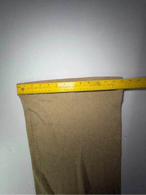 Zara Small Gold Metallic Ribbed Knit Midi Skirt with Slit - Image 4