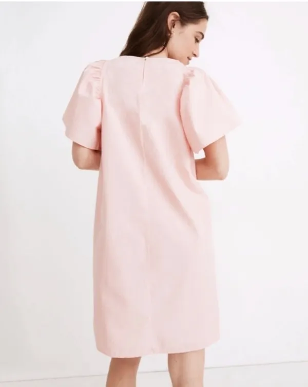 Madewell Poplin Flutter Sleeve Dress Light Pink Medium - Image 2