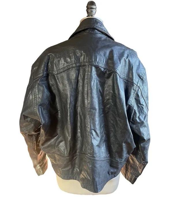 Vintage Boutique Europa Black Leather Motorcycle Jacket Size XL X-Large - Image 3