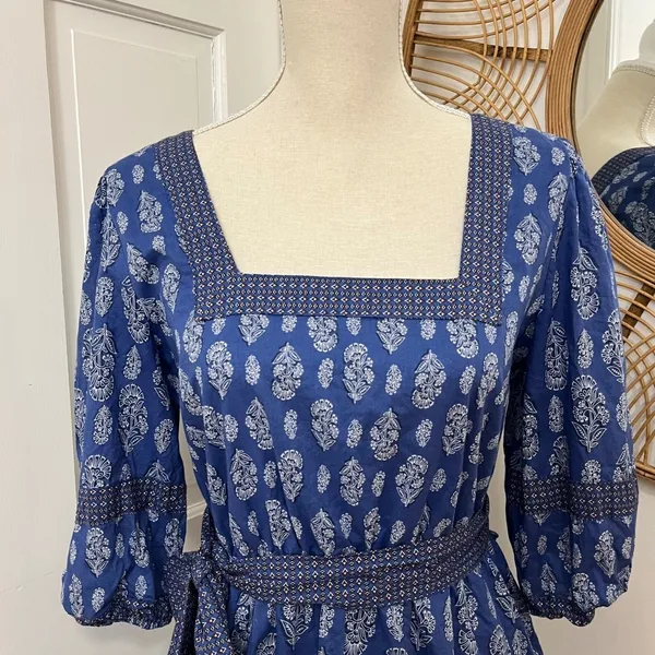a loves a Sz M Puff Sleeve Mixed Print Cottagecore Boho Prairie‎ Dress Cotton - Image 2