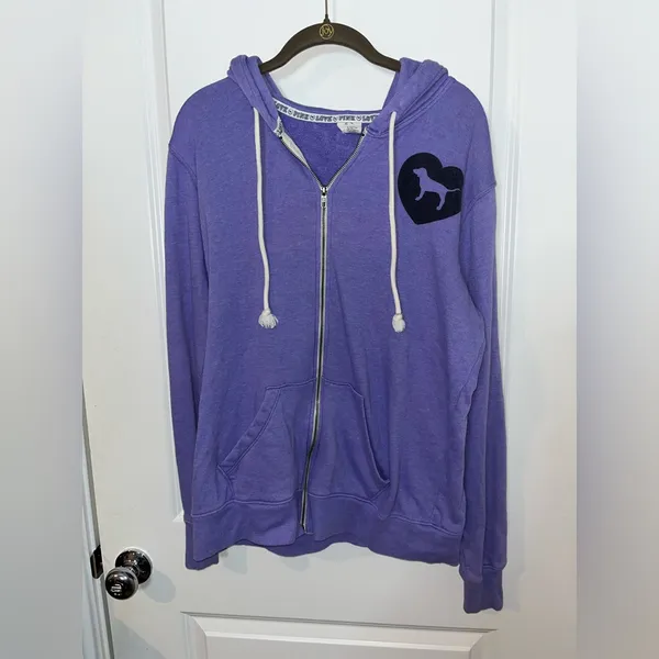 PINK by Victoria’s Secret Y2K Oversized Preppy Pockets Hooded Full Zip Jacket M - Image 6
