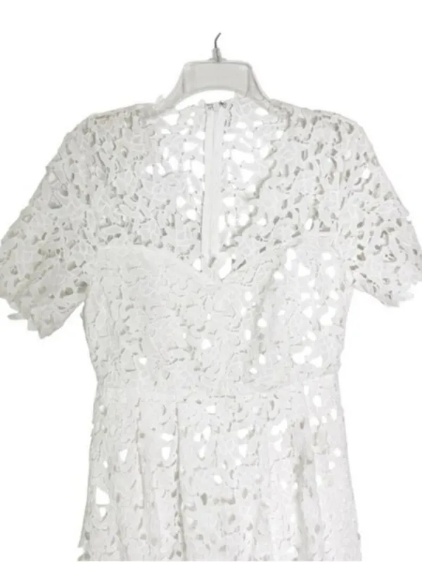 NWT Endless Rose Lace Short Sleeve Midi Dress White Size S - Image 4