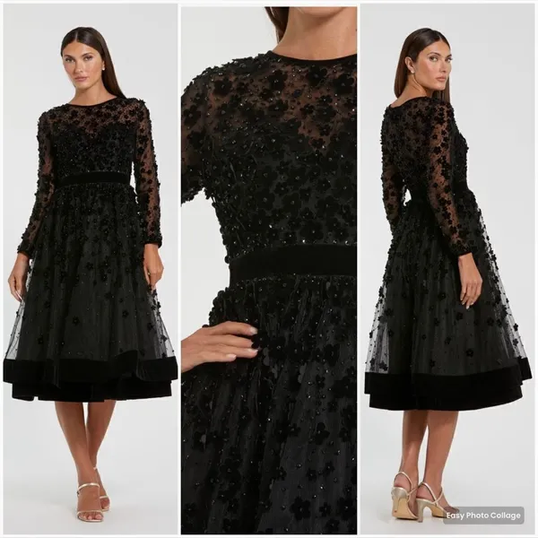 Mac Duggal Embellished Illusion Fit & Flare Dress 67007 Black - Image 2