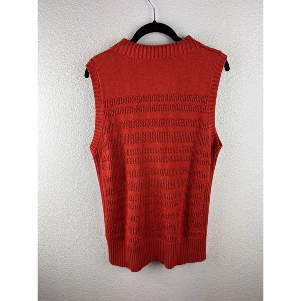 VTG Pendleton Womens Orange Knit Zip Vest Cardigan Sweater XL Cotton Rust Preppy - Image 5