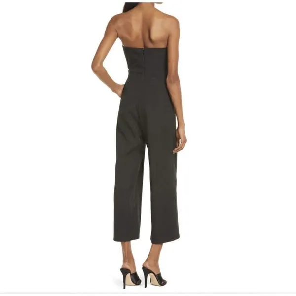 NWT Lulus Won a Heart Strapless Wide Leg Jumpsuit Size S in Black - Image 2